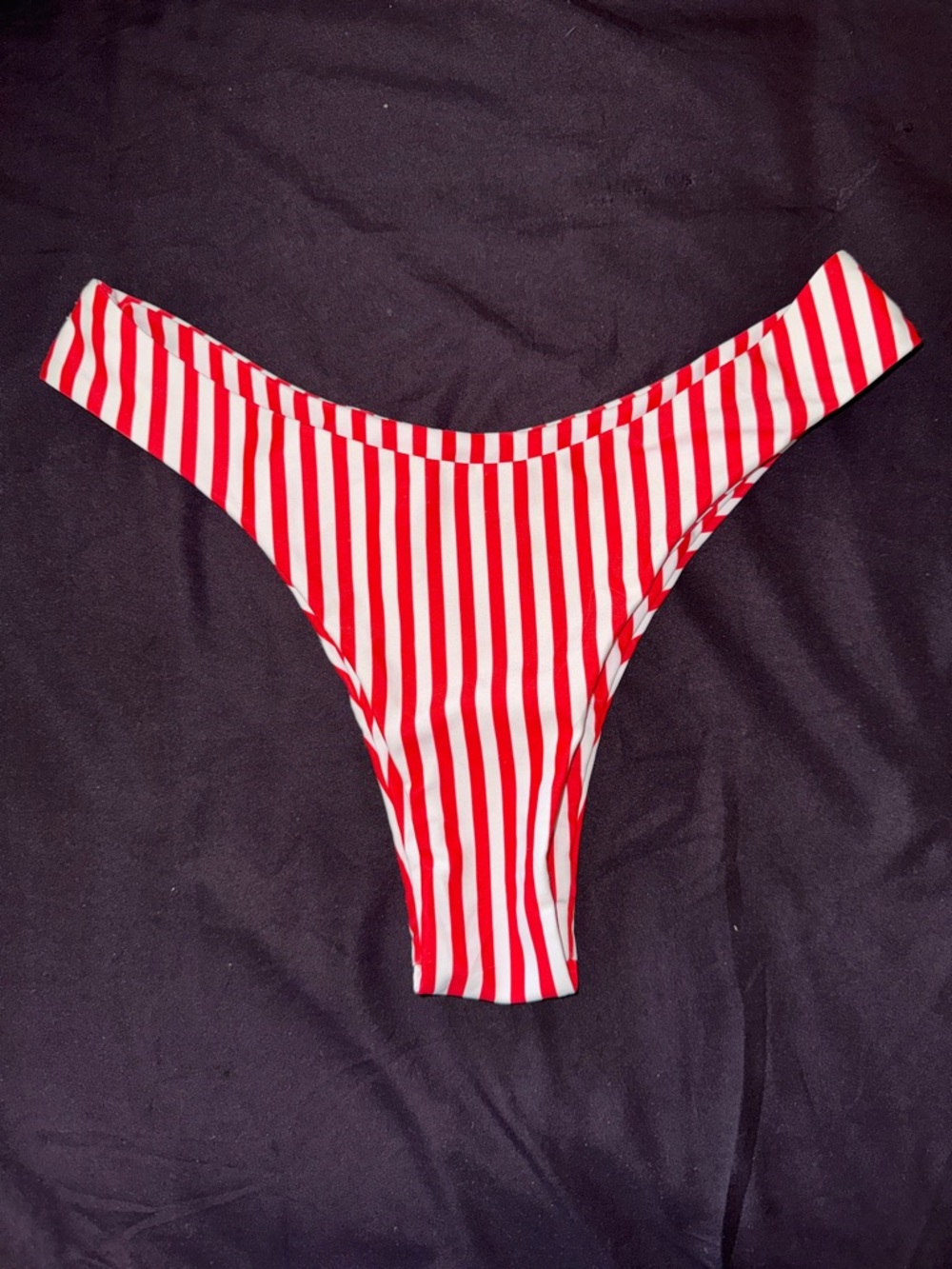 Small Red and White Striped Bikini Bottom
